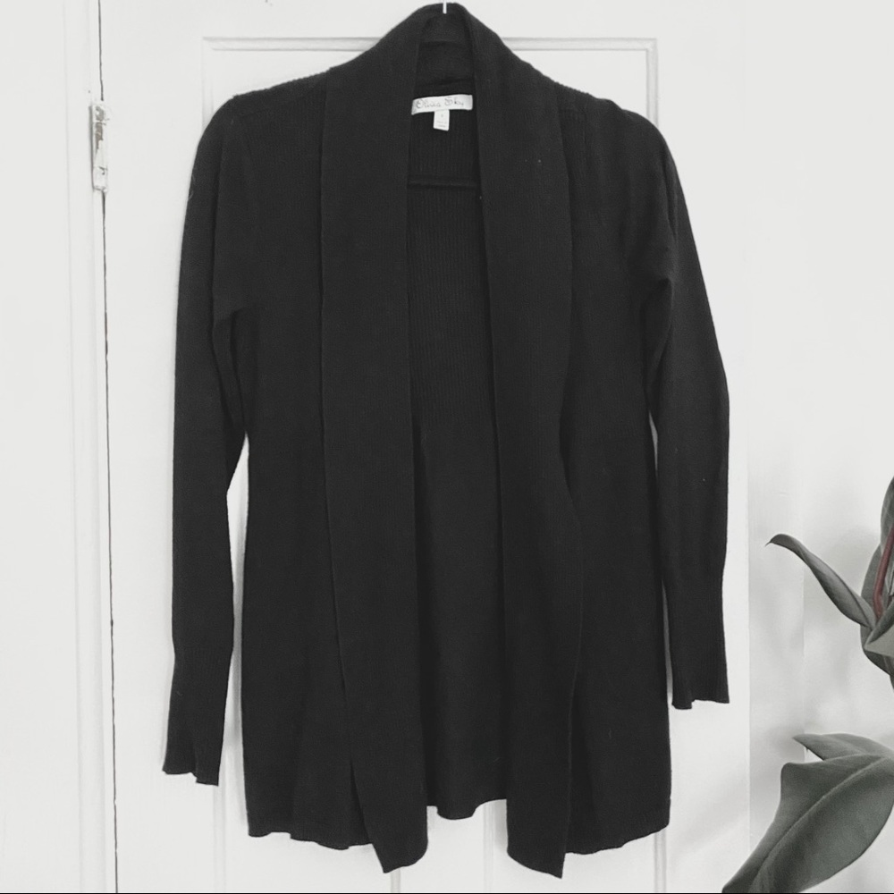 Olivia Sky Black Knit Open Cardigan Size Small